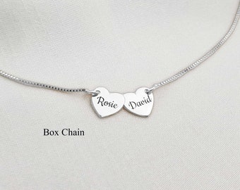 Personalized Heart Necklace For Couples • Two Names Personalized Necklace • 2 Names Heart Necklace • Personalized Heart Necklace For Women