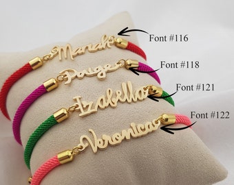 Kordel-Namensarmband für Mädchen/Frauen, Schnur-Namensarmband, Namensarmband für Mädchen, individuelles Namensschild-Armband, kleines Mädchen-Armband, Geschenkidee