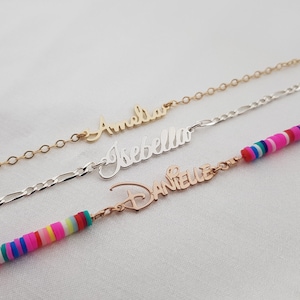 Personalized Name Bracelet • Name Bracelet Beads • Figaro Name Bracelet • Custom Nameplate Bracelet • Name Anklet For Women • Name Jewelry