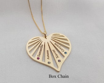 Collier grand-mère personnalisé • Cadeau d'anniversaire pour grand-mère • Pendentif coeur avec noms d'enfants et de petits-enfants pour grand-mère • Collier grand-mère