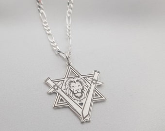 Star of David Lion Necklace, Magen David Necklace, Stand With Israel Necklace, Support Israel Necklace, Lion of Judah in star of David