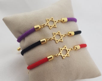 Bracelet cordon Magen David • Bracelet Magen David personnalisé • Bracelet étoile de David • Support avec Israël • Chai Am Israel • Cadeau d'Israël
