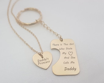 Gift From Daughter To Dad, Keychain For Dad, Father's Day Gift From Daughter, Daddy's Girl Gift, Gift For Dad, Necklace And Keychain Set