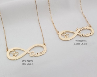 Personalisierte Infinity Halskette mit Herz • Infinity Halskette personalisiert • Infinity Halskette mit Namen • Zwei Name Infinity Zeichen Halskette