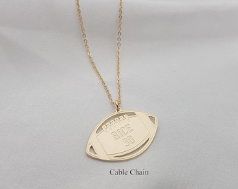 Personalized American Football Necklace • Football Number Necklace • Football Name Plate • Football Coach Gift • Football Player Charm Gift