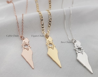 Israel Map Star of David Necklace, Israel Map Magen David Necklace, Stand With Israel Necklace, Support Israel Necklace,Never Again Necklace