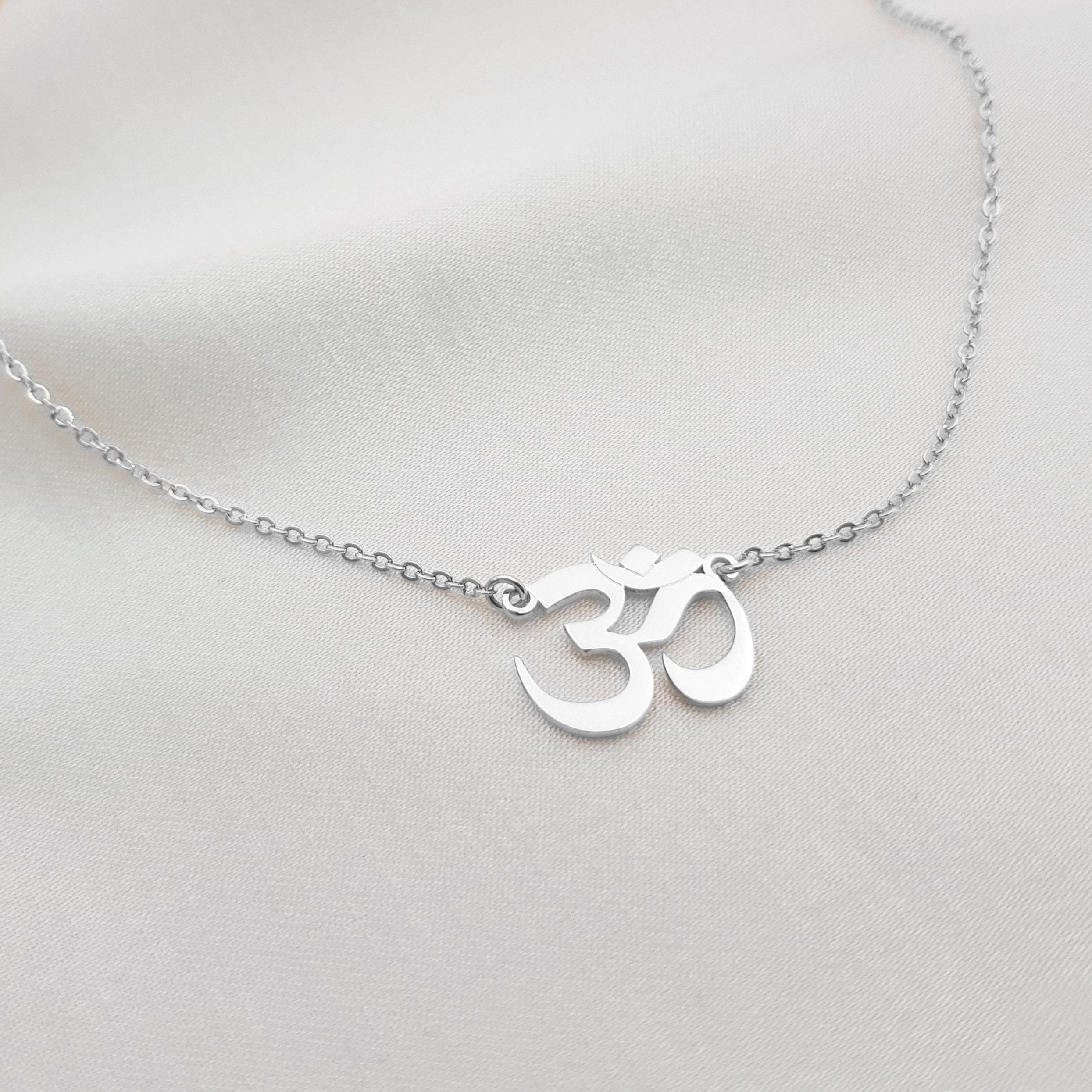 Collana Con Pendente Aum Om In Argento 925 Placcato Oro Rosa 14K - Gioiello Yoga Spirituale - 3