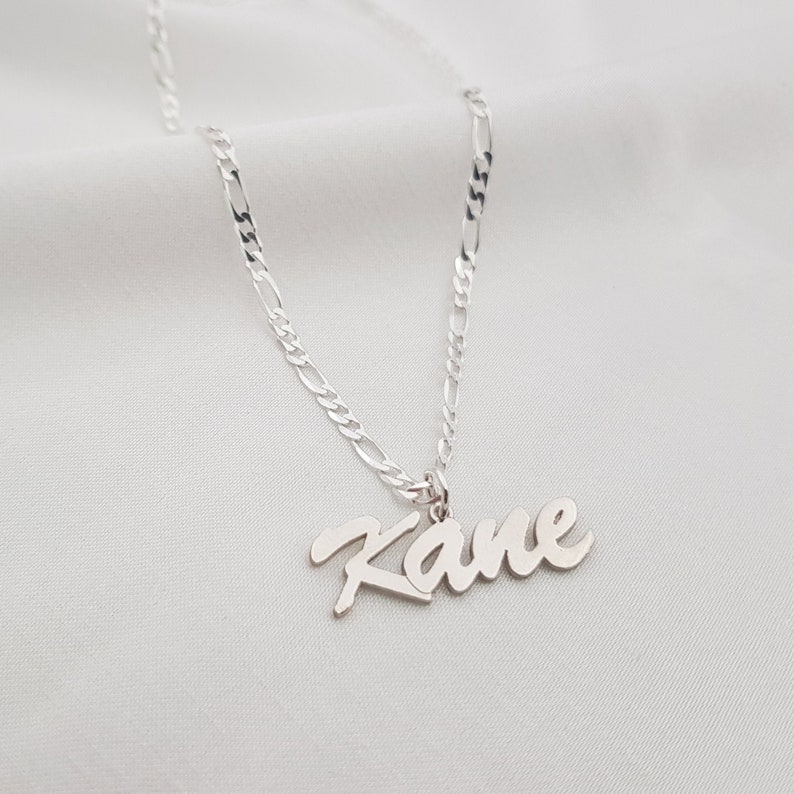 Personalized Figaro Chain Name Necklace \u2022 Customized Name Pendant With Figaro Chain \u2022 Any NameWord Nameplate \u2022 Customized MenWomen Jewelry