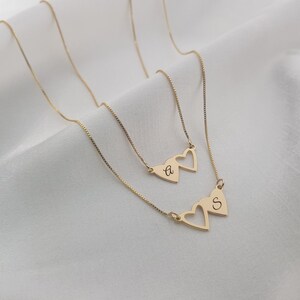 Two Sisters Necklace Heart Shape Set of 2, Big Sis Lil Sis Necklace, Best Friends Necklace Set, Sorority Sister Gift,Gift Mother Daugther