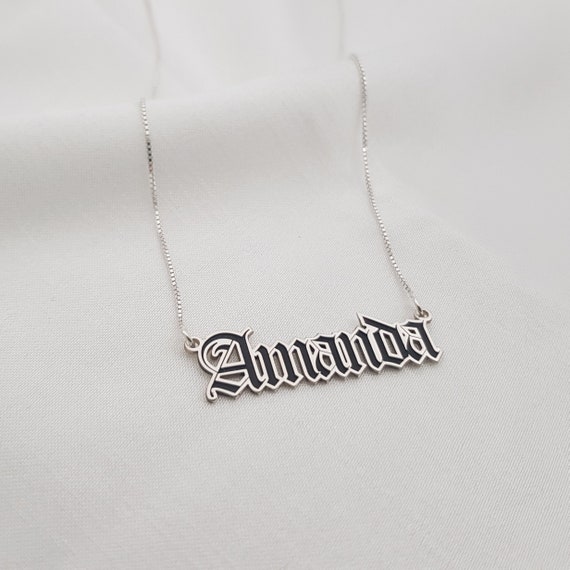 Gothic style name best sale necklace