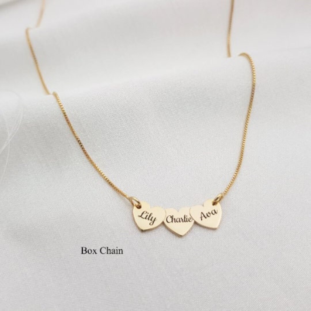 Custom Three Hearts Necklace Personalized Three Name Necklace Custom 3 ...