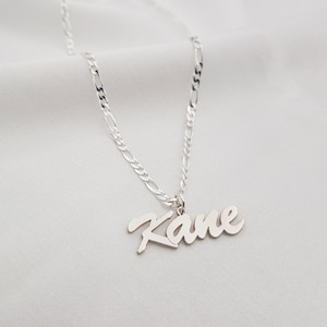 Personalized Figaro Chain Name Necklace • Customized Name Pendant With Figaro Chain • Any Name/Word Nameplate • Customized Men/Women Jewelry