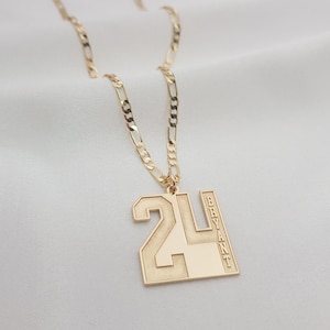 Personalized Engraved Number With Name Necklace • Lucky Number • Sports Team Number Necklace • Baseball/Football Number Pendant For Men