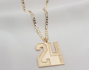 Personalized Engraved Number With Name Necklace • Lucky Number • Sports Team Number Necklace • Baseball/Football Number Pendant For Men