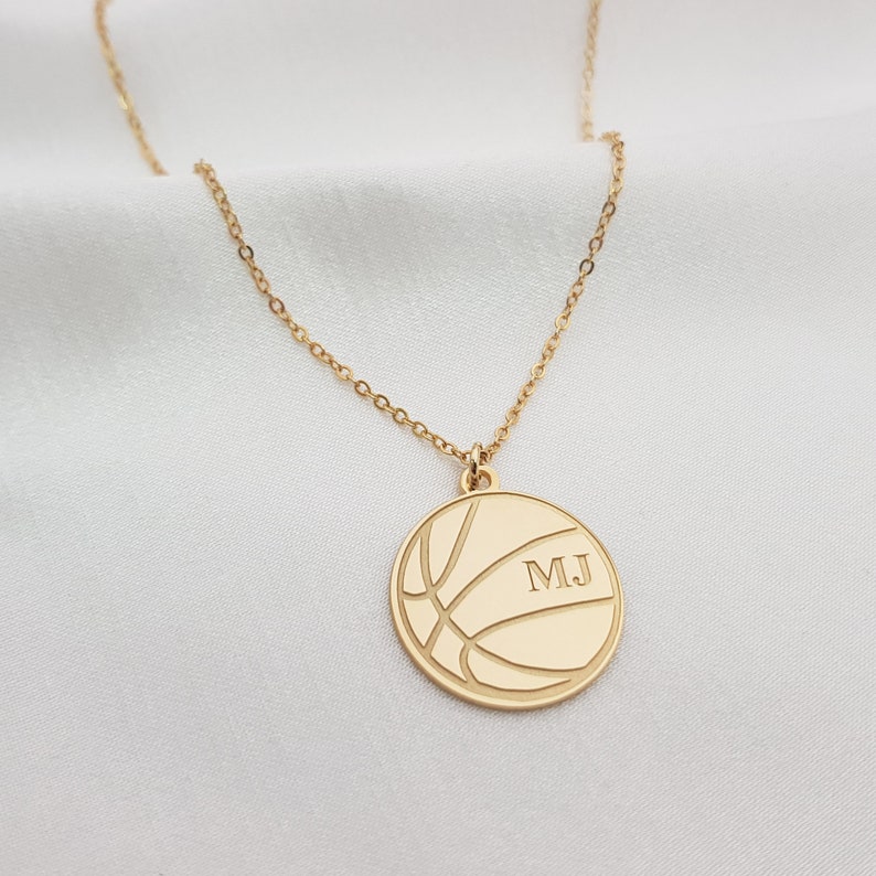 Engraved Basketball Necklace For Men Personalized Sports Necklace Basketball Pendant Basketball Coach Gift Basketball Player Gift image 1