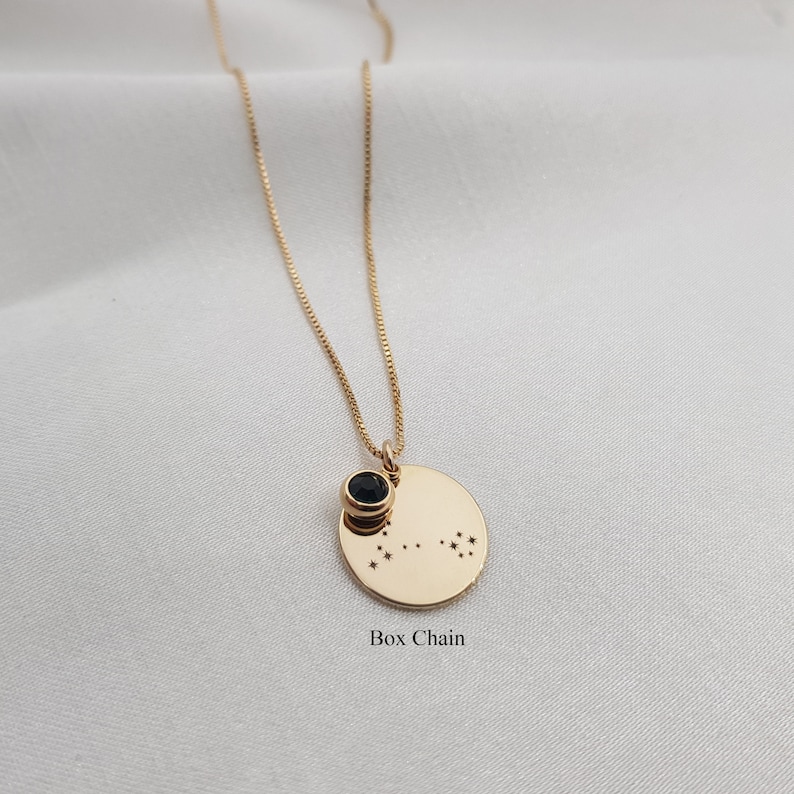 Zodiac Necklace With Birthstone Constellation Coin Necklace Celestial Necklace Birthstone Birthstone Zodiac Necklace Astrology Gifts image 4