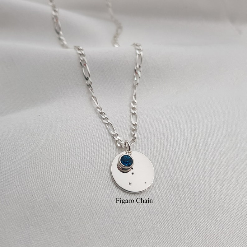 Zodiac Necklace With Birthstone Constellation Coin Necklace Celestial Necklace Birthstone Birthstone Zodiac Necklace Astrology Gifts image 6