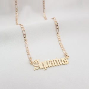 Aquarius Necklace • Aquarius Script Necklace • Aquarius Zodiac Sign Necklace Gift • Aquarius Name Necklace • Aquarius Old English Necklace