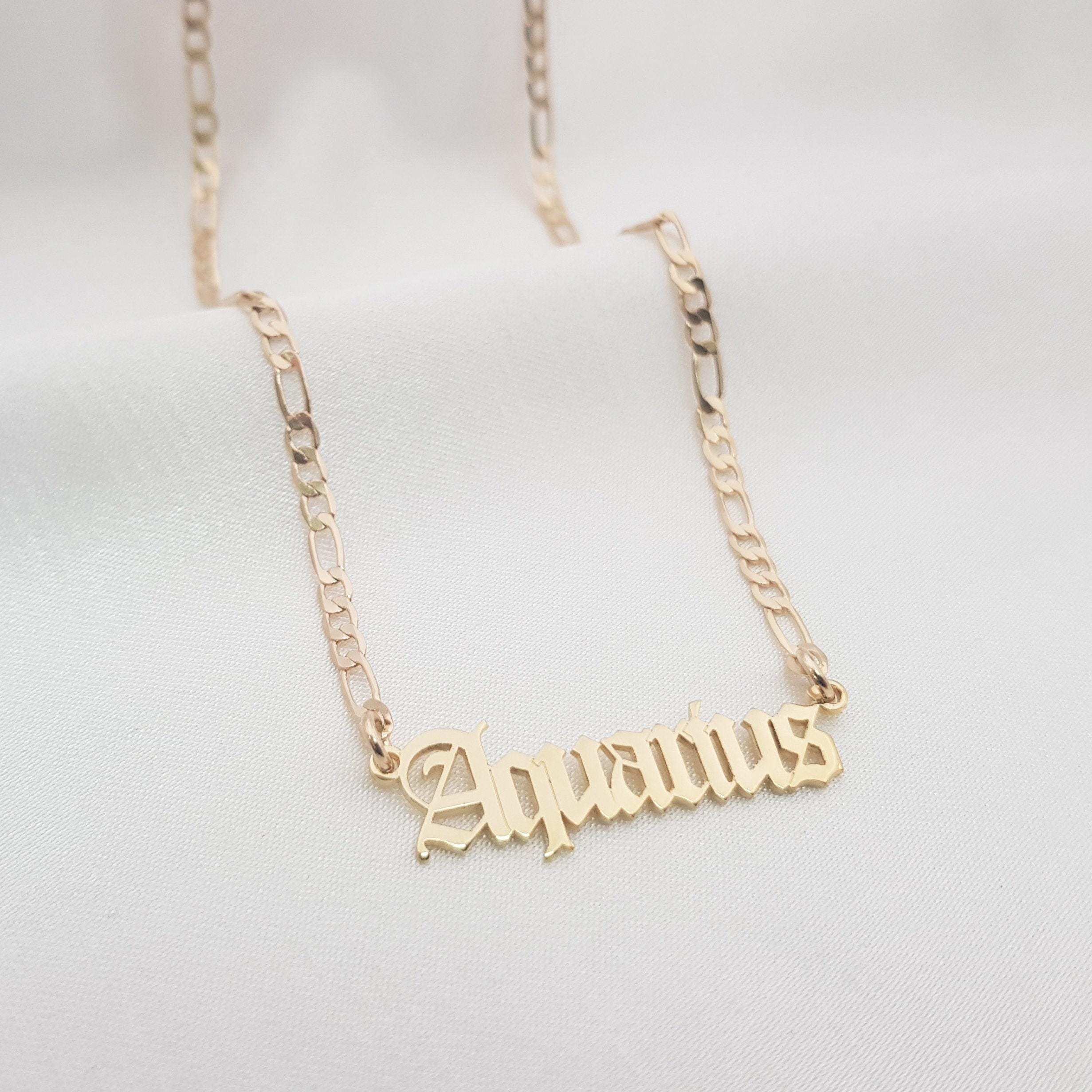 Wassermann Halskette • Wassermann Script Halskette • Wassermann Sternzeichen Halskette Geschenk • Wassermann Namen Halskette • Wassermann Old English Halskette