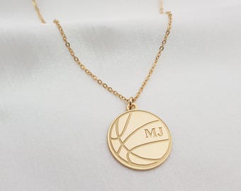 Engraved Basketball Necklace For Men • Personalized Sports Necklace • Basketball Pendant • Basketball Coach Gift • Basketball Player Gift