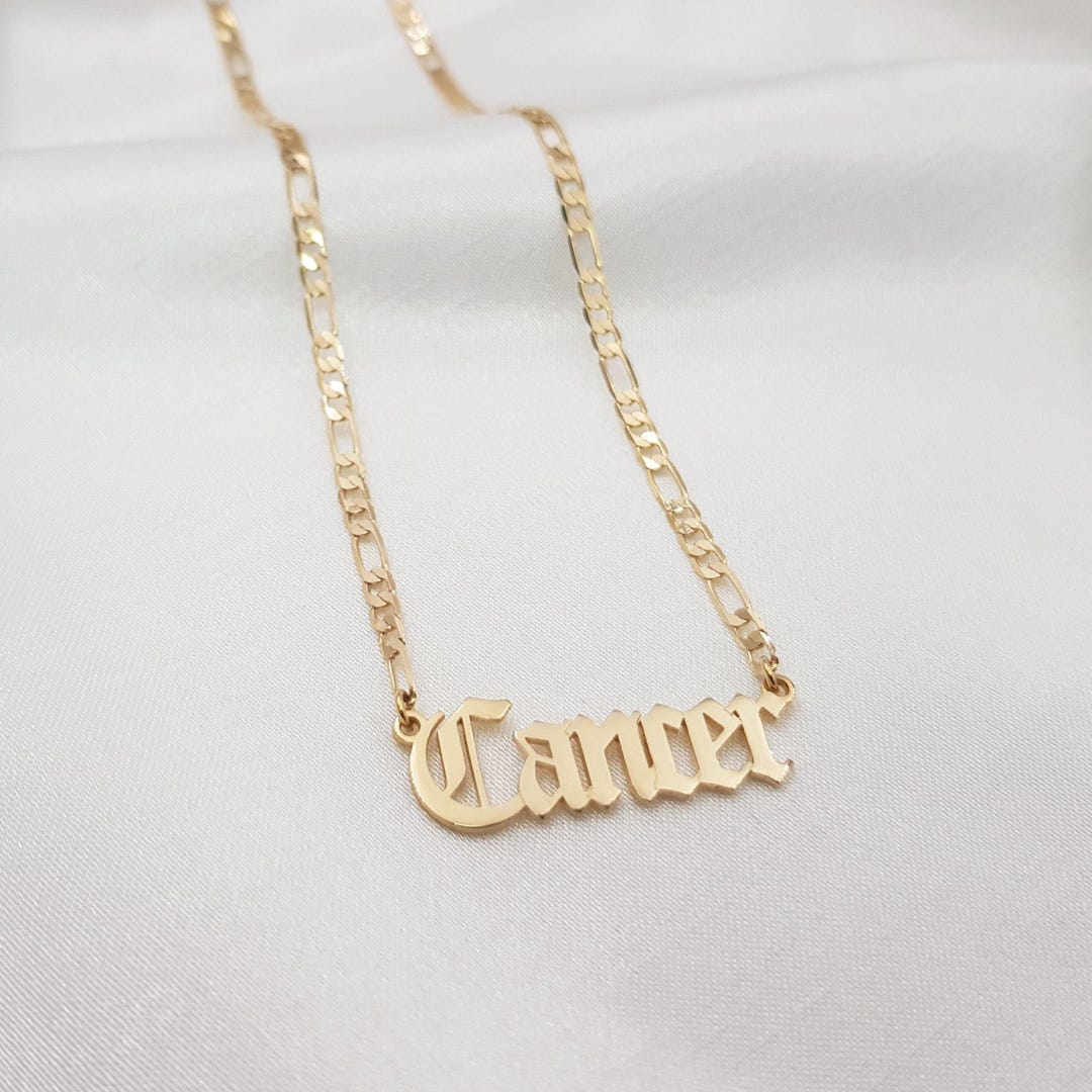 Cancer Script Necklace • Figaro Chain Zodiac Jewelry - Etsy