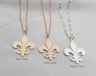 Fleur de Lis Necklace Fleur de Lis Charm Fleur de Lis Pendant Gold Fleur de Lys Pendant White Lily Necklace Meaningful Necklace