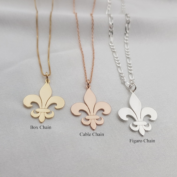 Fleur de Lis Necklace • Fleur de Lis Charm • Fleur de Lis Pendant Gold • Fleur de Lys Pendant • White Lily Necklace • Meaningful Necklace