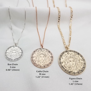 Collar de Medusa • Joyería de mitología griega • Collar llamativo con moneda de Medusa • Símbolo griego antiguo • Regalo pagano de Medusa • Joya de moda de Medusa