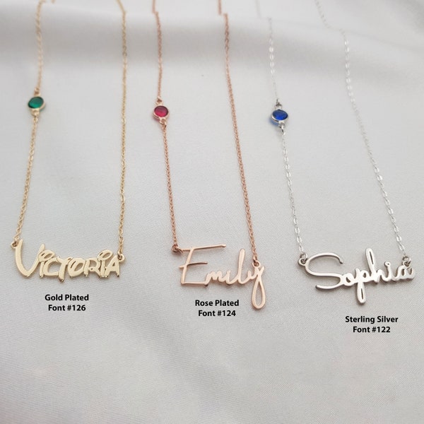 Personalized Name Necklace With Birthstone • Children Name Necklace • Name Necklace For Girls • Kids Jewelry • Little Girl Birthday Gift