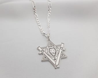 Davidster leeuwketting, Magen David-ketting, standaard met Israël-ketting, steun Israël-ketting, leeuw van Juda in Davidster