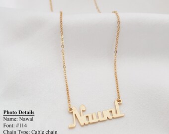 Name Plate Necklace Script Letter 