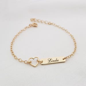 Pulsera con nombre y dije de corazón para bebé • Pulsera de identificación personalizada para niño • Pulsera con nombre para niño pequeño • Pulsera de regalo para niña pequeña • Pulsera de identificación para bebé