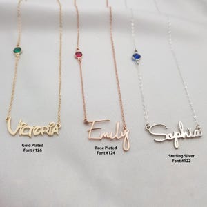 Collar con nombre personalizado y piedra de nacimiento • Collar con nombre para niños • Collar con nombre para niñas • Joyería para niños • Regalo de cumpleaños para niñas pequeñas