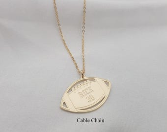 Personalized American Football Necklace • Football Number Necklace • Football Name Plate • Football Coach Gift • Football Player Charm Gift