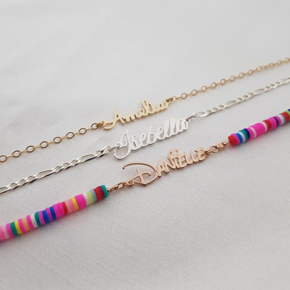 Personalized Name Bracelet • Name Bracelet Beads • Figaro Name