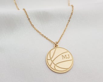 Engraved Basketball Necklace For Men • Personalized Sports Necklace • Basketball Pendant • Basketball Coach Gift • Basketball Player Gift
