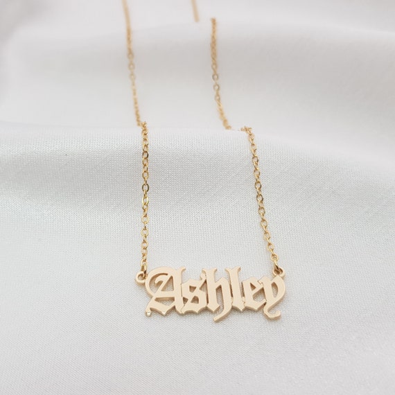 Gothic necklace Old English font necklace gold custom necklace initial  necklace personalized necklace Gothic necklaces for