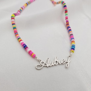 Collar con nombre para niños • Collar con cuentas y nombre • Collar con nombre para niñas • Collar con nombre para niños • Collar personalizado para niñas • Collar con placa de identificación