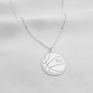 Engraved Basketball Necklace For Men Personalized Sports Necklace Basketball Pendant Basketball Coach Gift Basketball Player Gift image 2