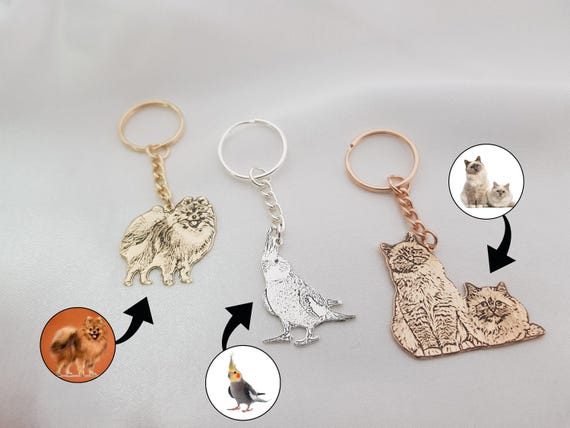 Pet Keychain • Pet Keychain Personalized • Pet Portait Custom Keychain • Animal Keychain • Pet Lover Gift • Animal Lover Gift • Engraved Key