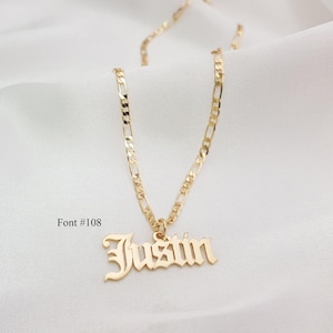 Naamketting met 15 lettertypestijlen • Naamplaatketting aanpassen • Gepersonaliseerde ketting met naam, heren-/damesketting • Cadeau voor haar