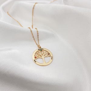 Tree Of Life Necklace With Kids Names And Birthstones •  Family Tree Necklace • Personalized Mother's Day Family Jewelry • Gift For Grandma