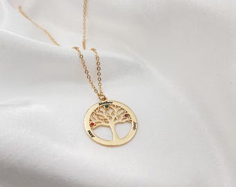 Tree Of Life Necklace With Kids Names And Birthstones •  Family Tree Necklace • Personalized Mother's Day Family Jewelry • Gift For Grandma