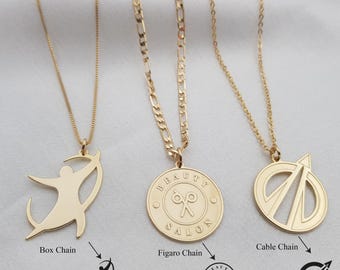Custom Logo Necklace • Logo Necklace Charm • Company Logo Gifts • Business Logo Necklace • Corporate Gifts With Logo • Your Brand Necklace