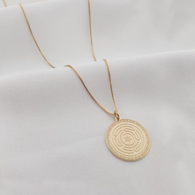 Hekates Magic Necklace, Hekate Magic Strophalos Necklace, Hekate Pendnat, Wheel of Hekate Necklace, Necromancy Wheel Necklace, Maze Necklace image 1