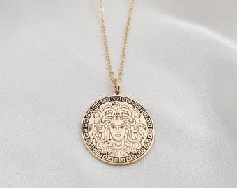 Medusa Coin Necklace • Greek Mythology Pendant • Ancient Symbol Jewelry