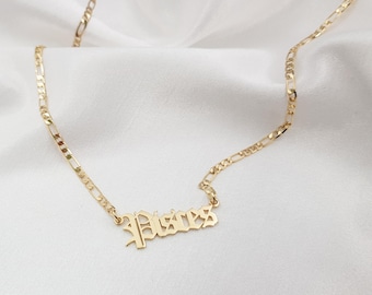 Collar con la inscripción de Piscis • Joyería zodiacal con cadena Figaro