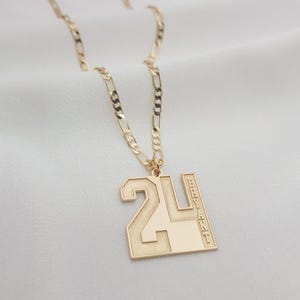 Personalized Engraved Number With Name Necklace • Lucky Number • Sports Team Number Necklace • Baseball/Football Number Pendant For Men
