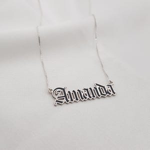 Colorful Old English Font Name Necklace • Gothic Style Name Pendant With Color Filling  • Old English Script Nameplate • Custom Goth Jewelry