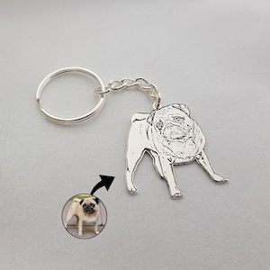Haustier Schlüsselanhänger • Haustier Schlüsselanhänger personalisiert • Haustier Portait Schlüsselanhänger • Tier Schlüsselanhänger • Geschenk für Tierliebhaber • Geschenk für Tierliebhaber • Schlüssel mit Gravur Bild 4
